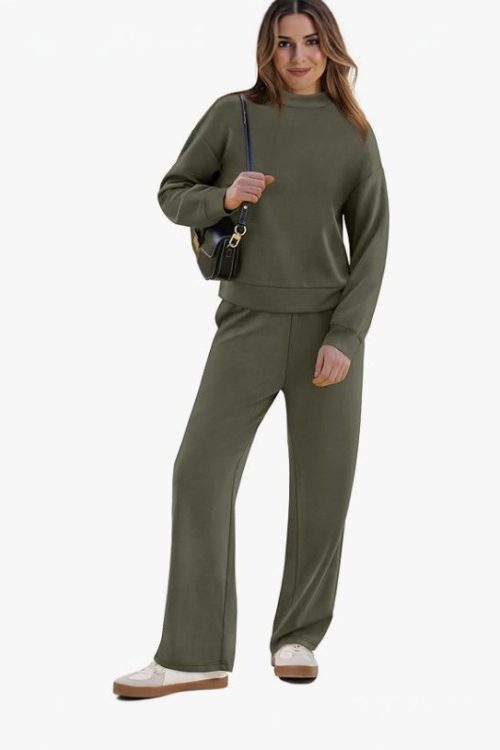 Women's Casual Suit Long-sleeved Wide-leg Pants Two-piece Set